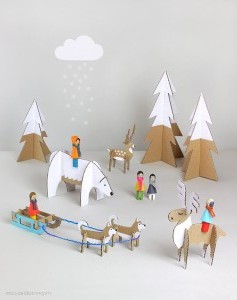diy-winter-peg-dolls-with-cardboard-animals